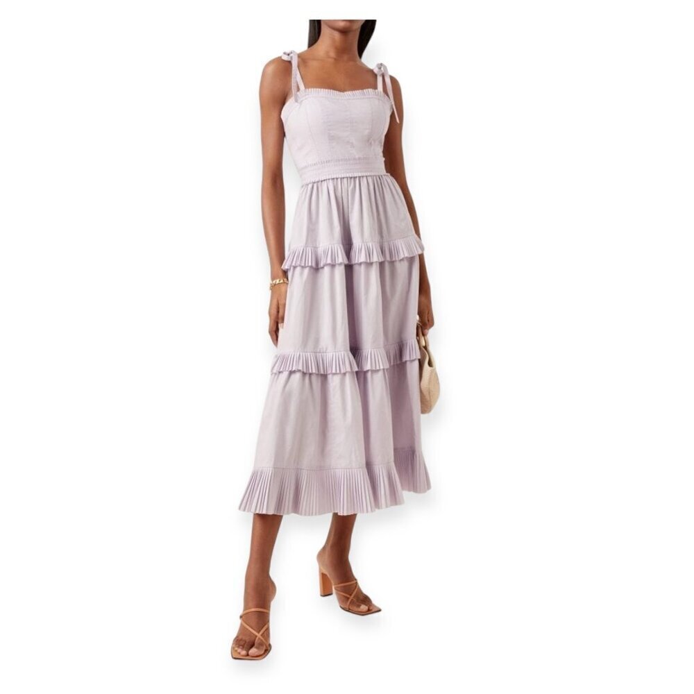 Ulla Johnson Lune Dress Thistle Lilac  Size 12,‎ Tiered Cotton Poplin Midi, NWT